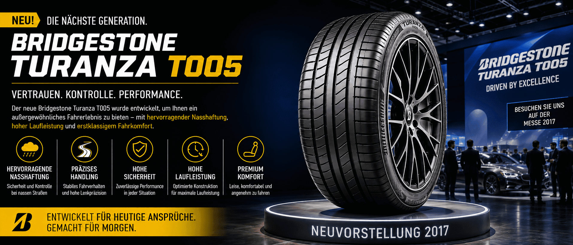 Bridgestone präsentiert neuen Turanza T005 auf der IAA in Frankfurt Bridgestone präsentiert neuen Turanza T005 auf der IAA in Frankfurt
